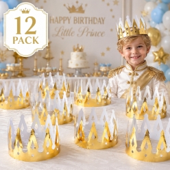 Gold Foil Crowns - 12 Pack